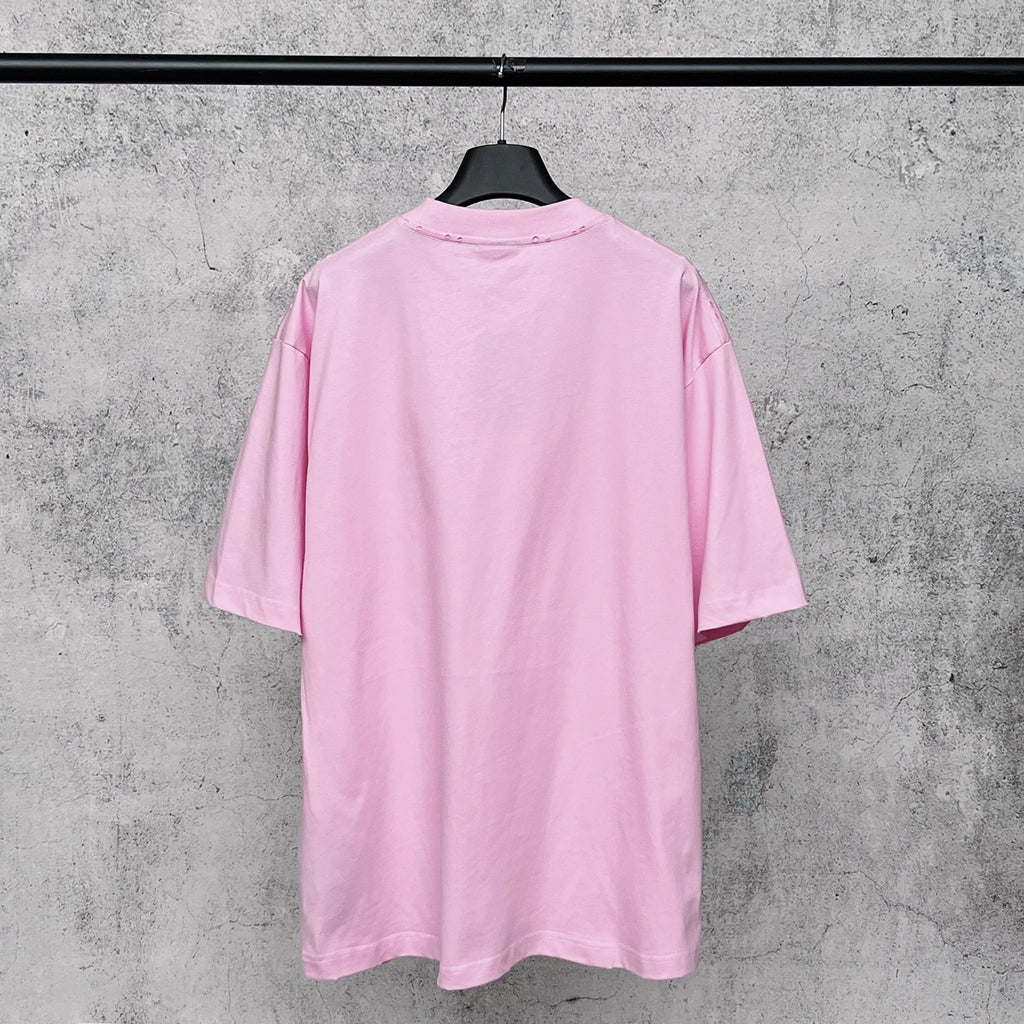 Imported direct spray printed short sleeved T-shirt