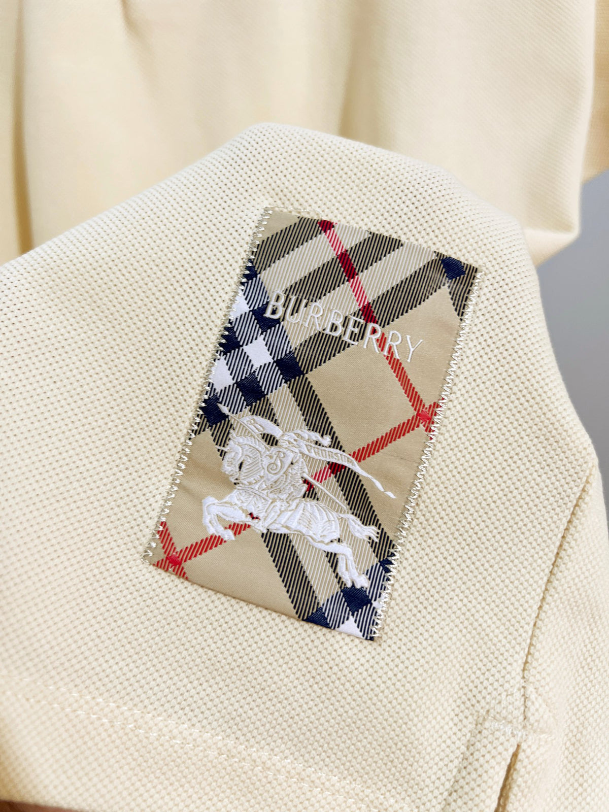 Splicing patchwork plaid embroidered letter polo shirt