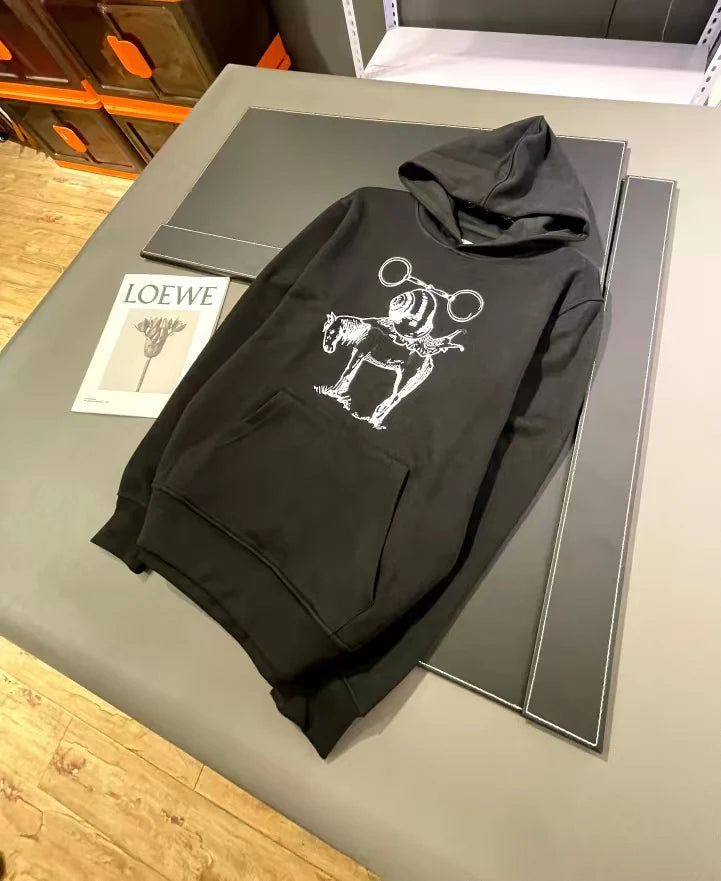 Printed fleece hooded sweatshirt