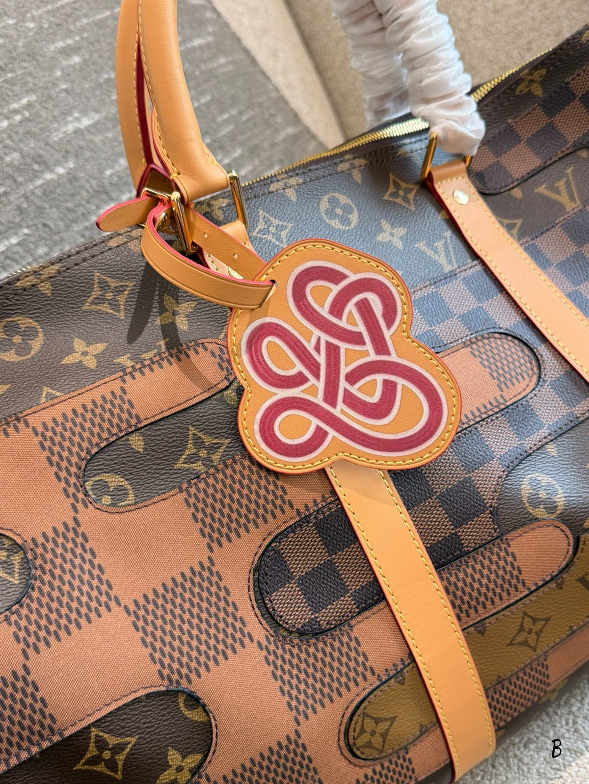 Green/old flower collage airport bag travel bag 50cm