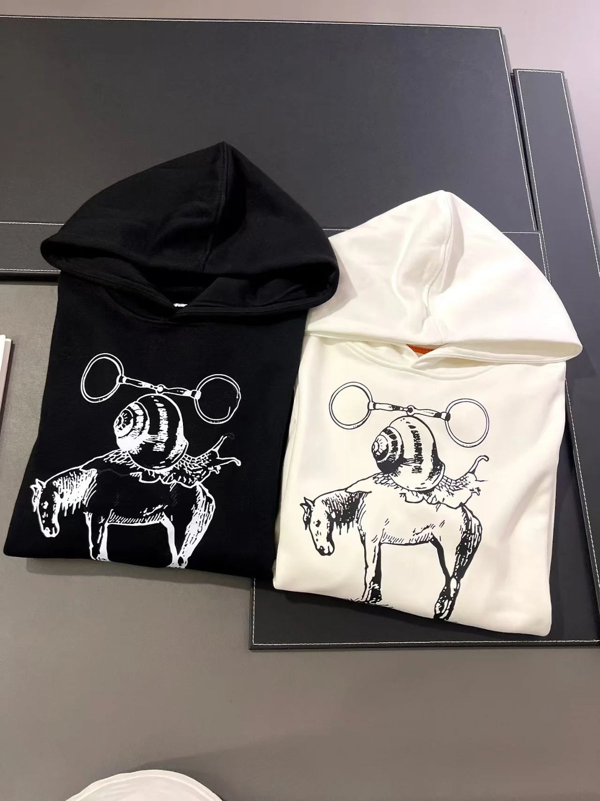 Printed fleece hooded sweatshirt