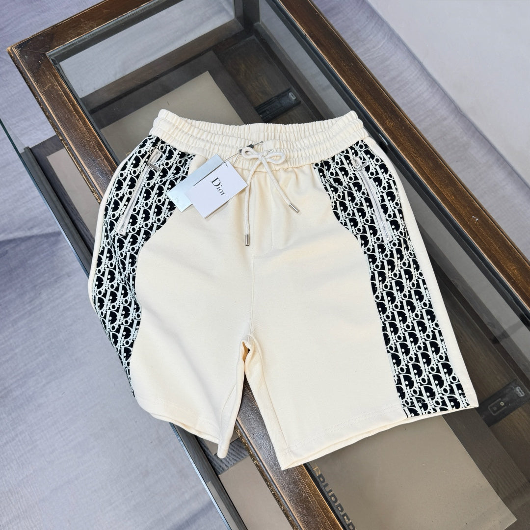 Latest double-sided letter jacquard splicing casual shorts