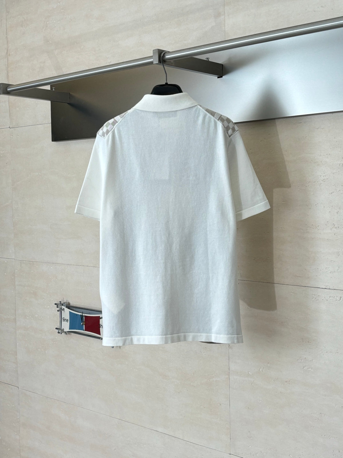 Plaid jacquard knitted short sleeved shirt