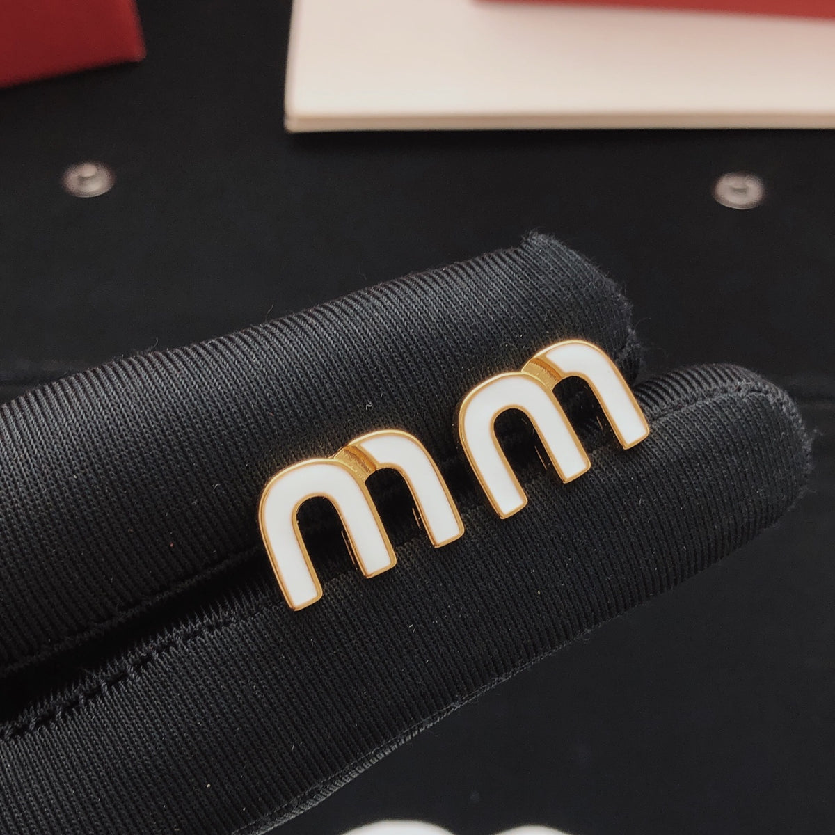 White letter earrings