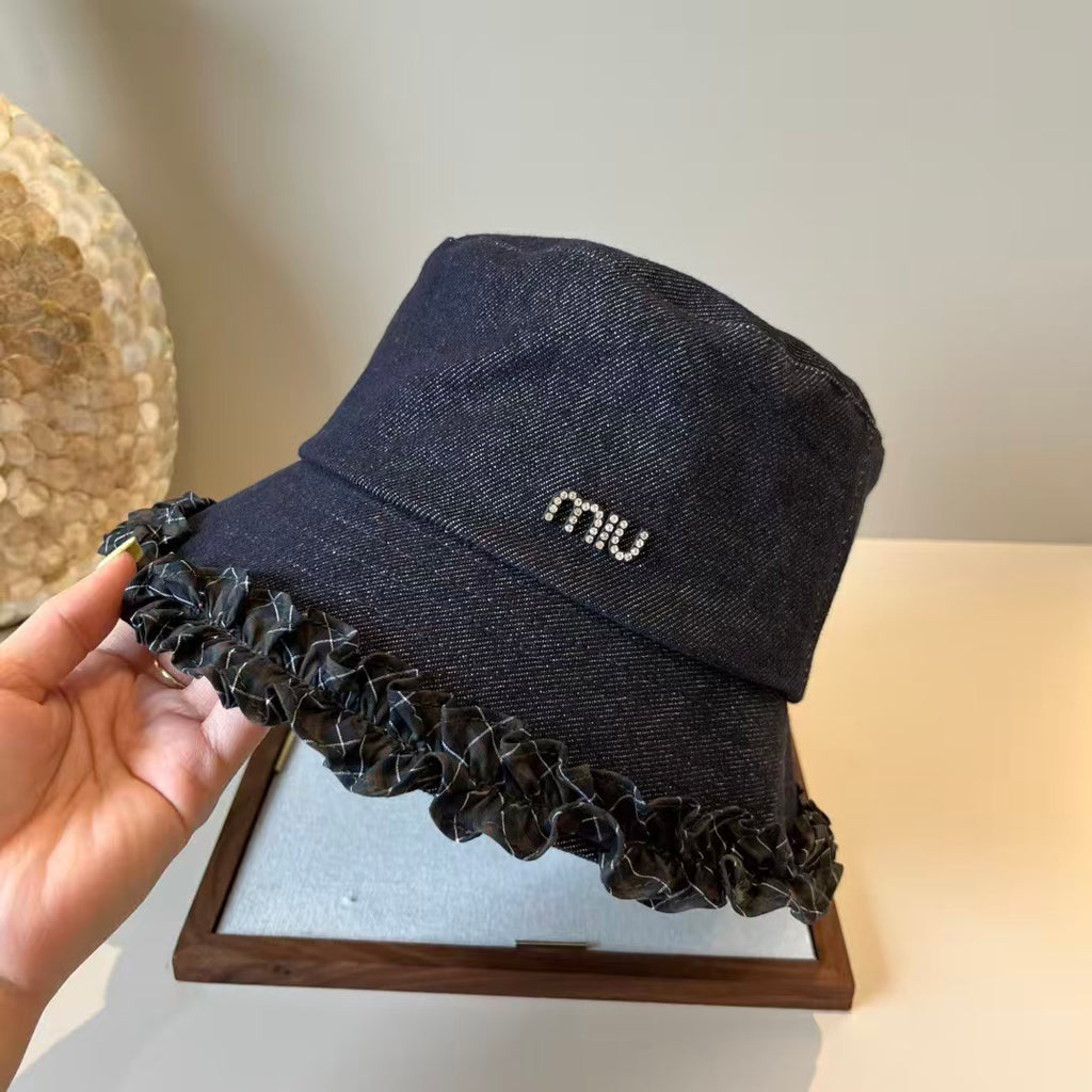 New lace denim fisherman hat