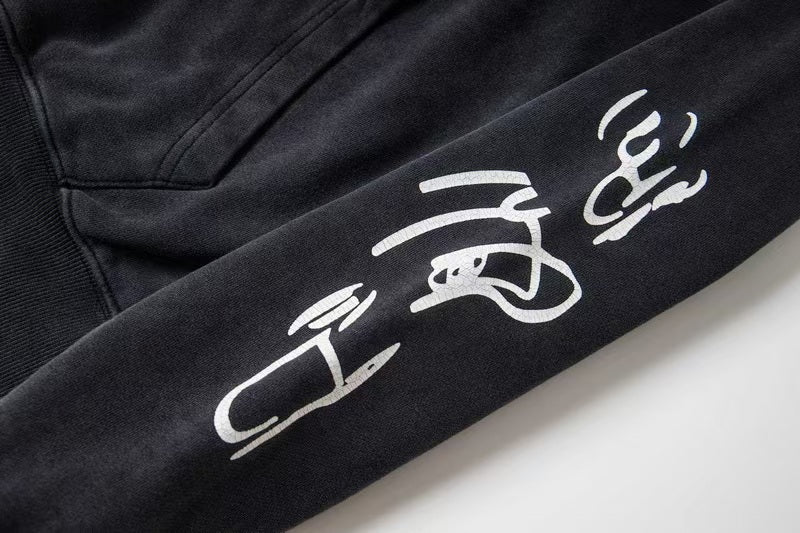 New illustration printed hooded sweatshirt