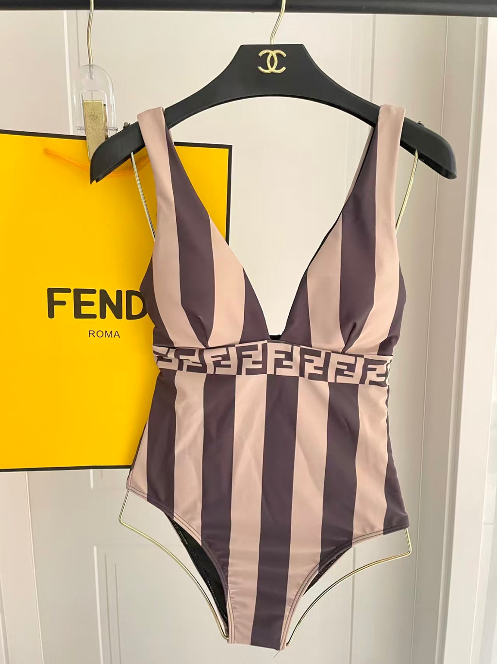 New striped one-piece swimsuit
