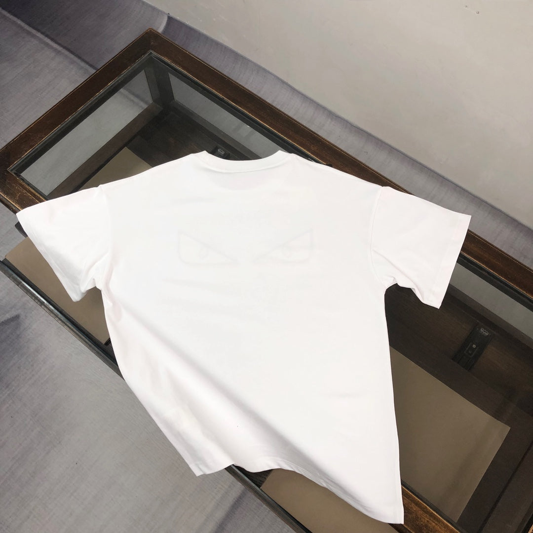 Adhesive printed letter round neck short sleeved T-shirt