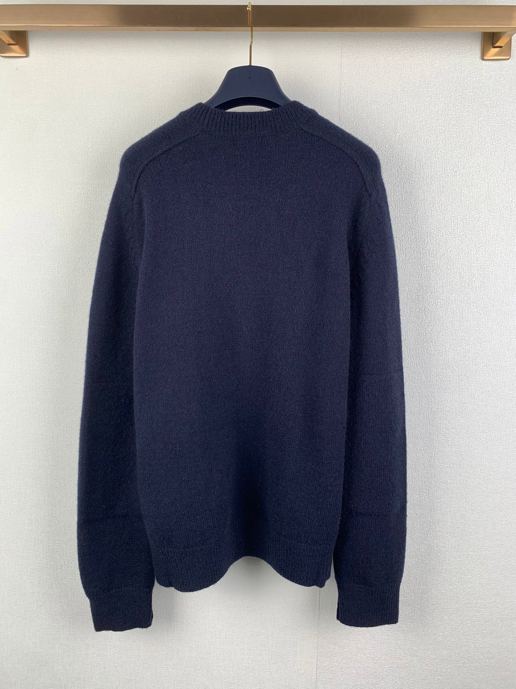 Solid color round neck cashmere knit sweater