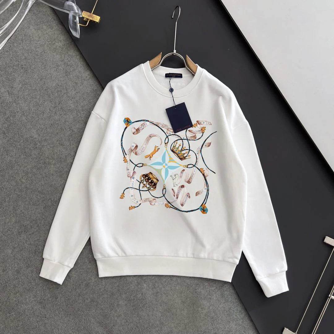 New printed pullover round neck hoodie