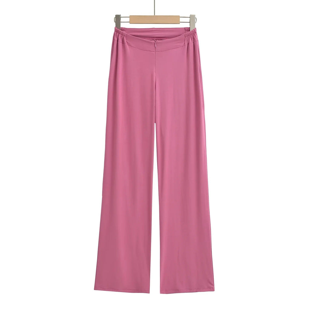 Women's Low Waist Zipper Fitness Pants Casual Draped Wide Leg Pants Home Sports Drag Pants