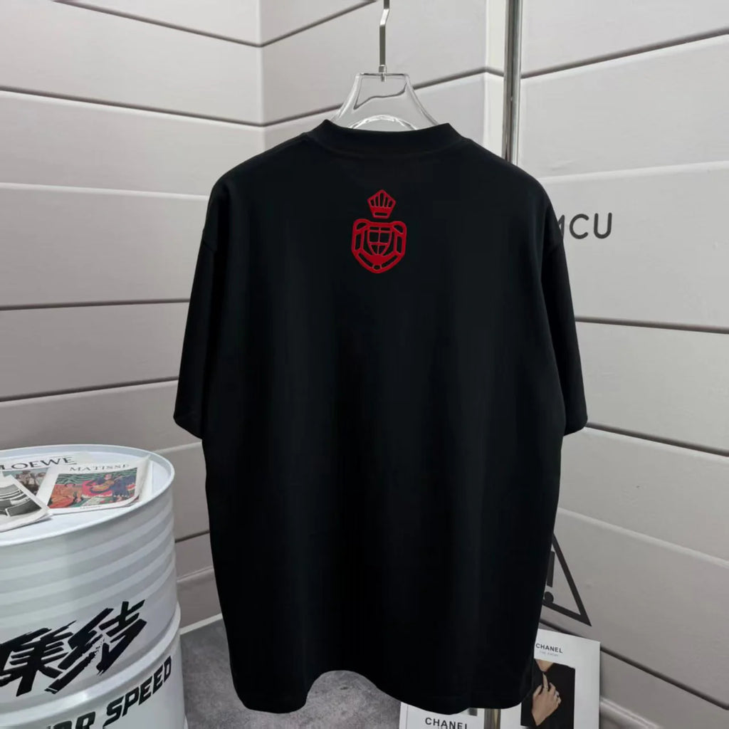 Letter flocking short sleeved T-shirt