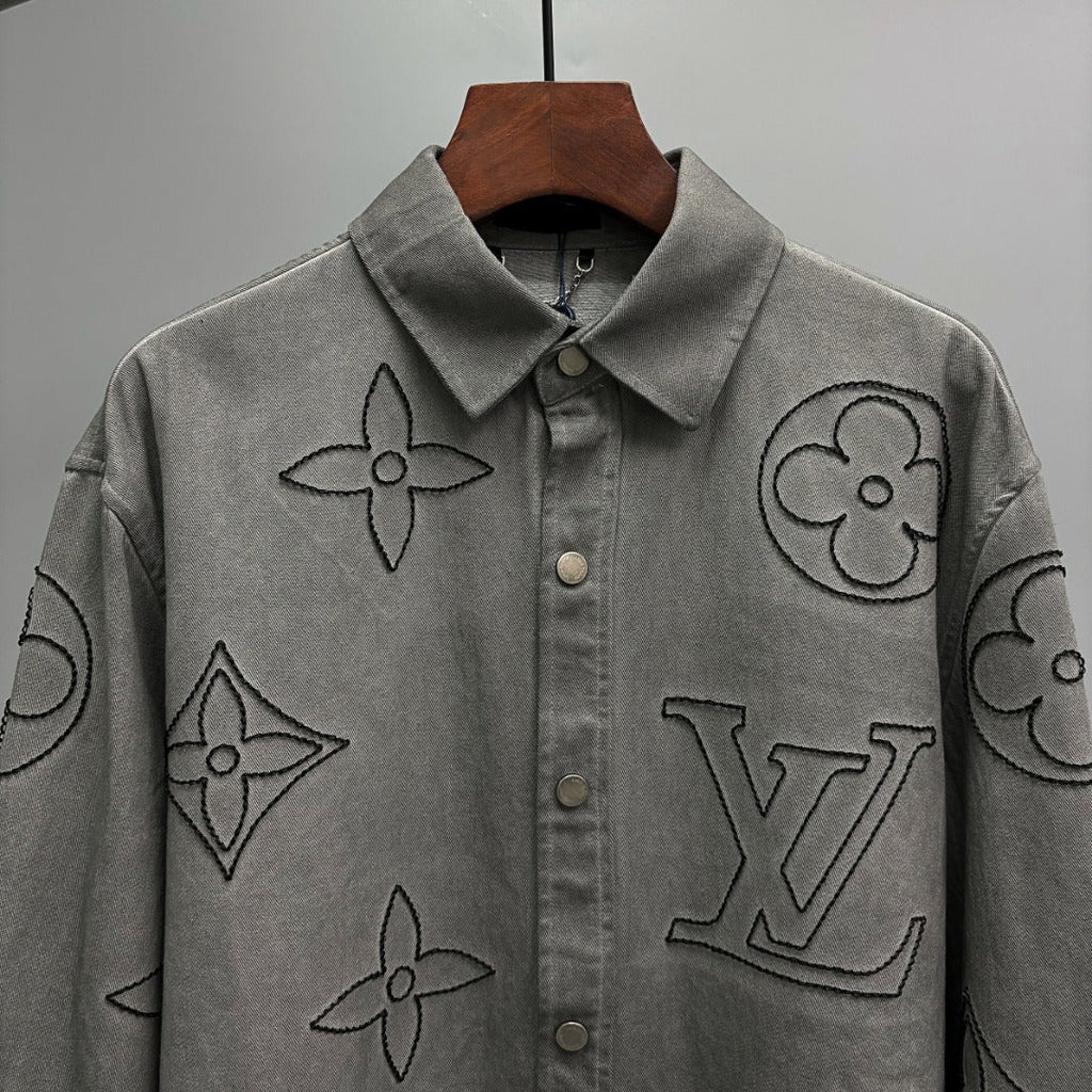 Embroidered denim shirt