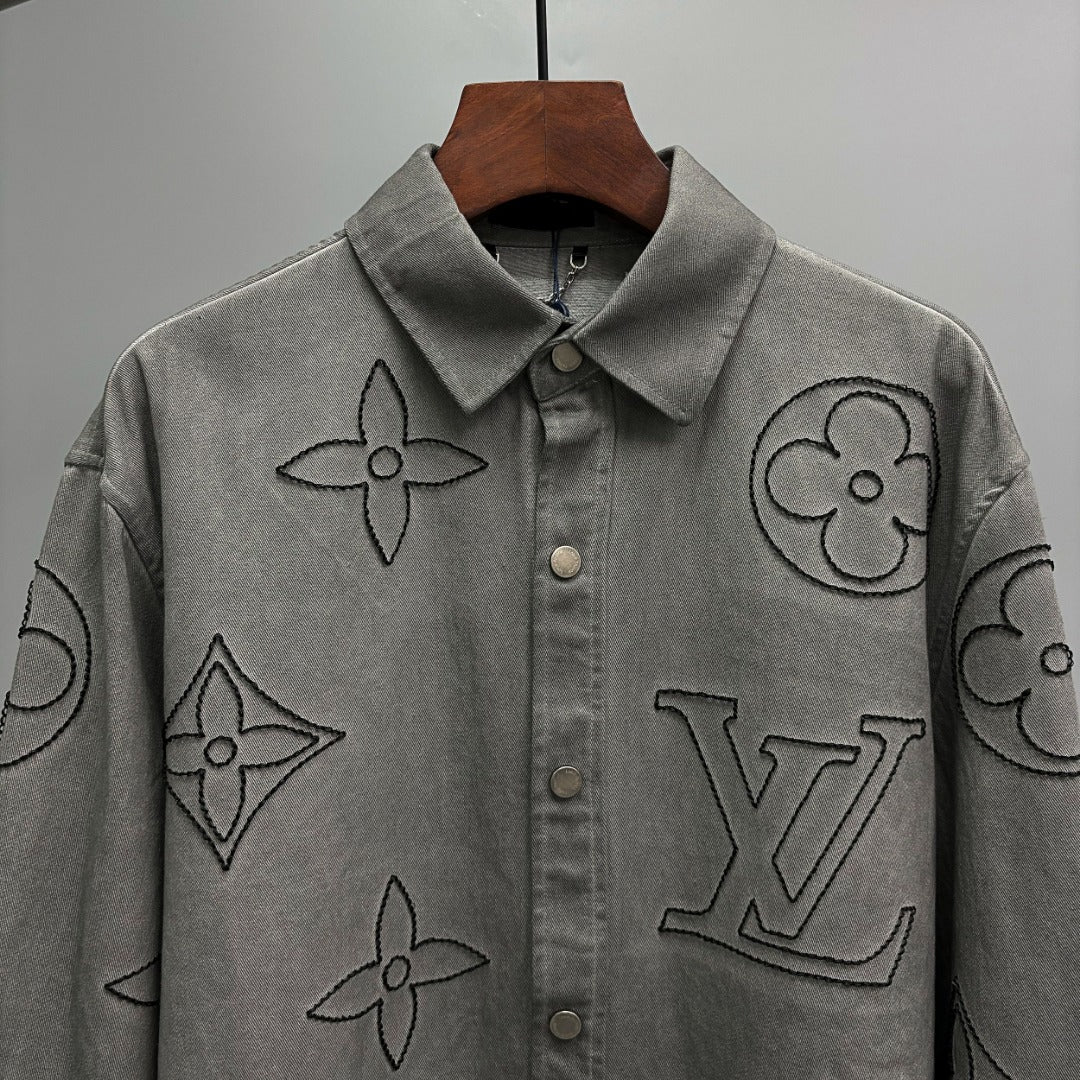 Embroidered denim shirt