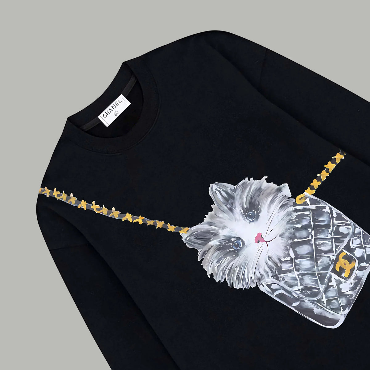 Printed looped long sleeved hoodie