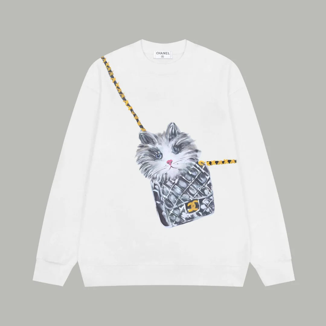 Printed looped long sleeved hoodie