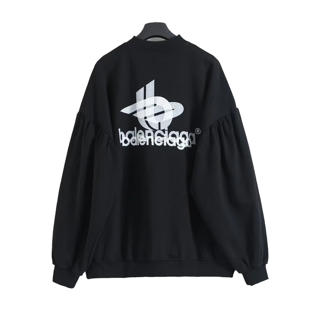 New printed bat sleeve round neck hoodie