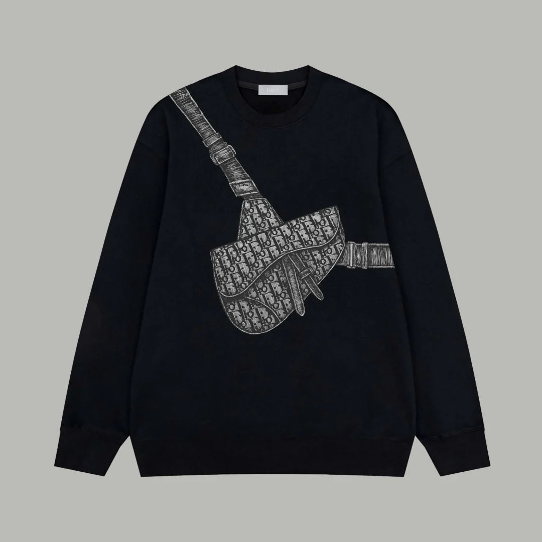 Printed looped long sleeved hoodie