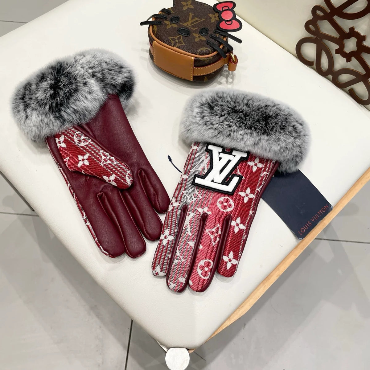 Gradient Lazy Rabbit Hair New Product Cloth with Leather Gloves