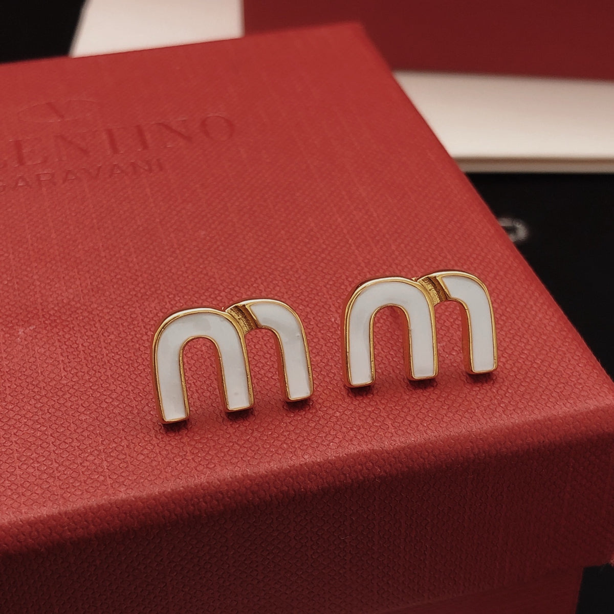 White letter earrings