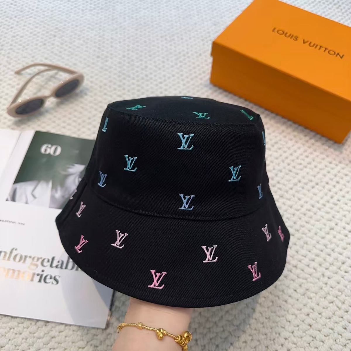 New double-sided embroidered fisherman hat