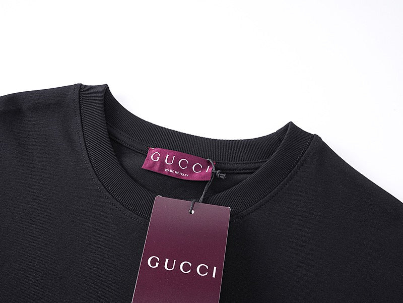 New round neck pullover adhesive printed soft knitted cotton T-shirt