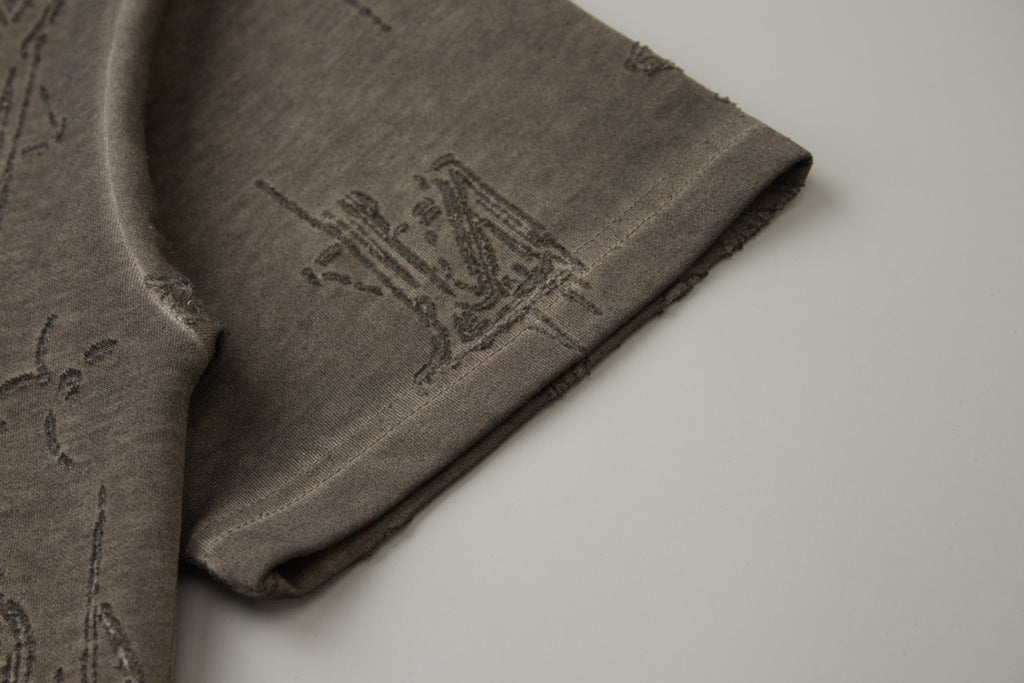 Burnt jacquard short sleeved shirt