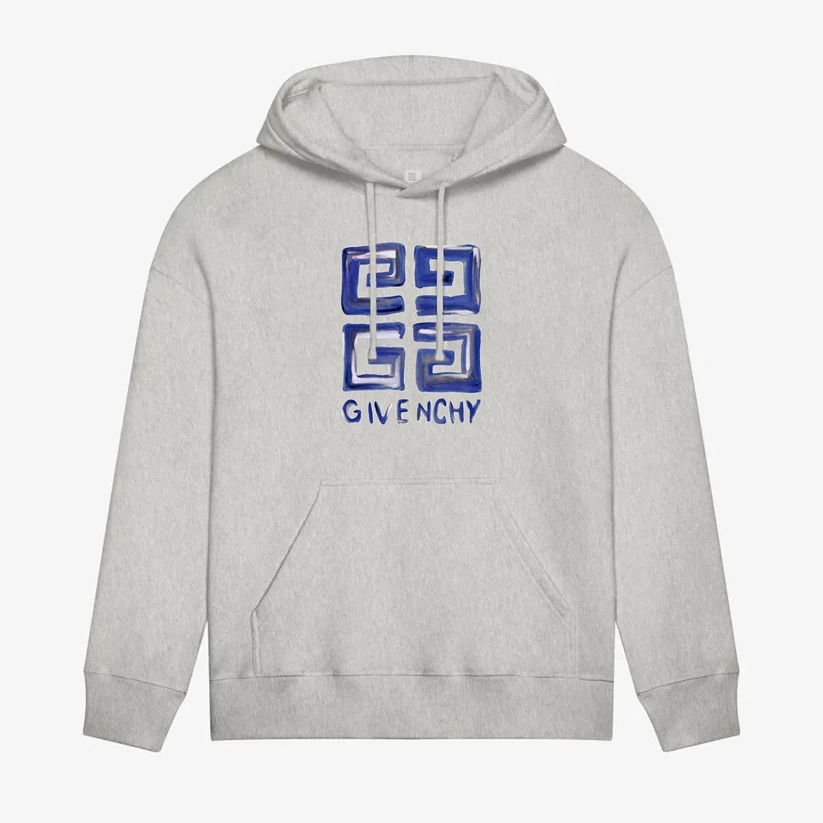 Blue Square Print Hoodie