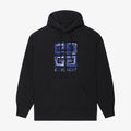 Blue Square Print Hoodie