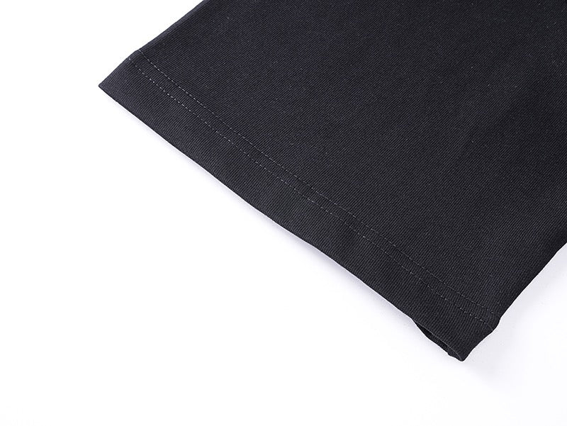 New round neck pullover adhesive printed soft knitted cotton T-shirt