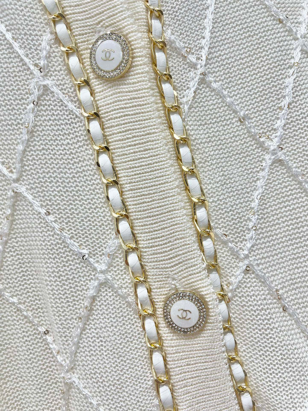 Hand-Strapped Sequined Knit Cardigan