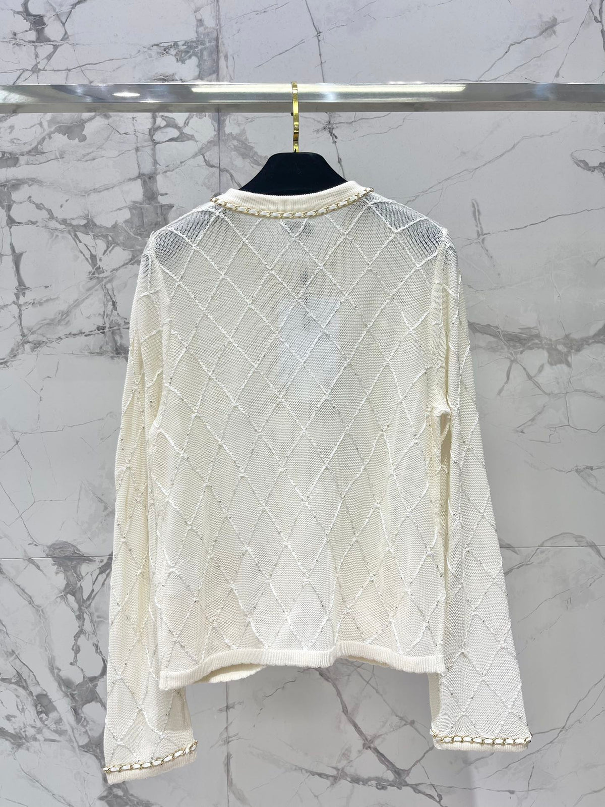 Hand-Strapped Sequined Knit Cardigan
