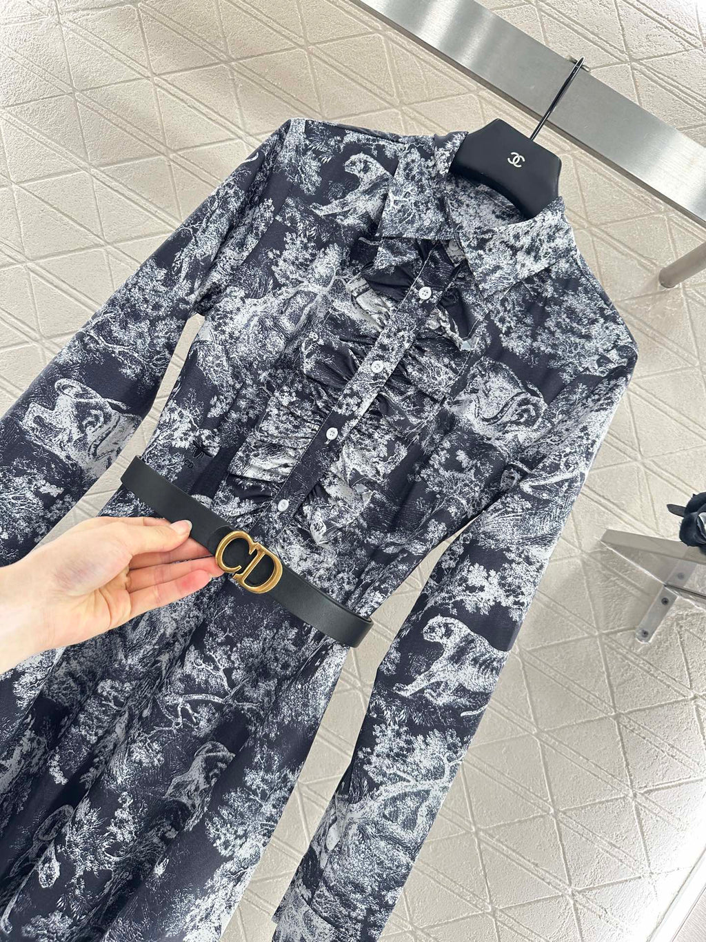 25fw Printed belt dress