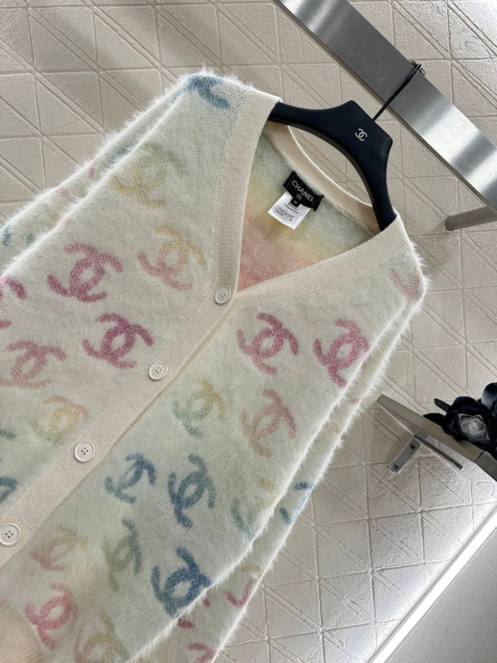 25fw Colorful double C mohair cardigan