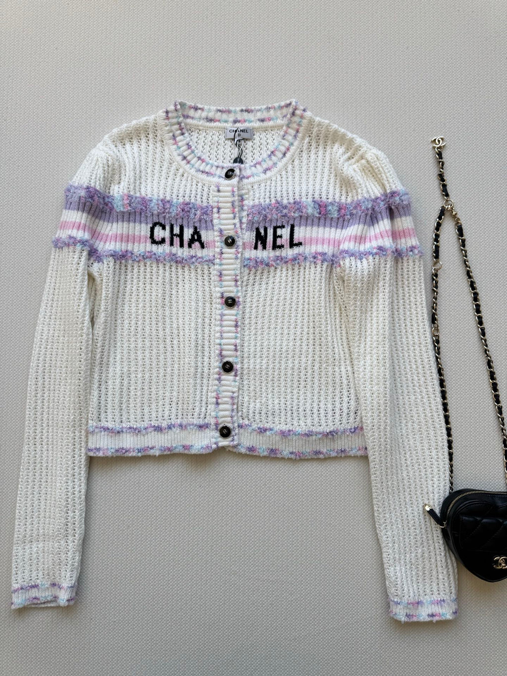 25fw Hollow knit long sleeved cardigan