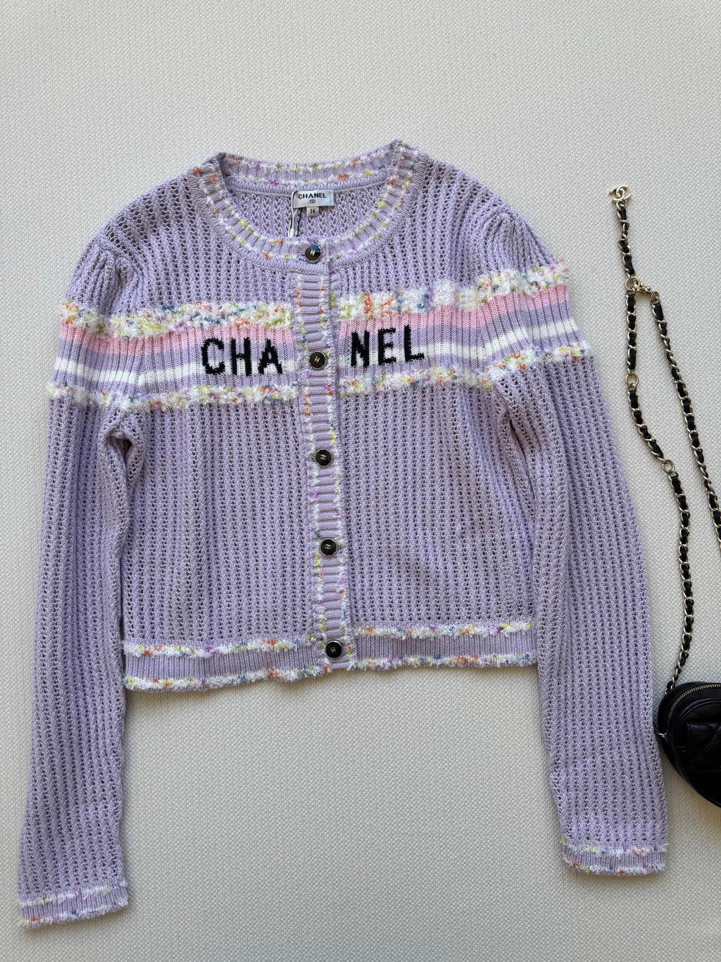 25fw Hollow knit long sleeved cardigan