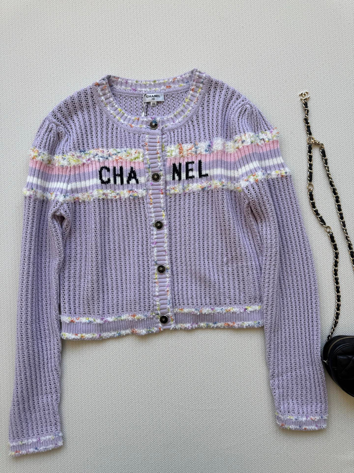 25fw Hollow knit long sleeved cardigan