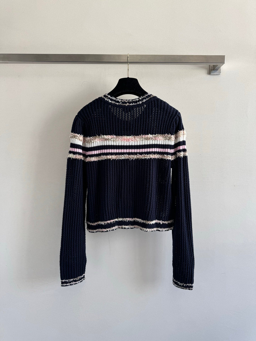 25fw Hollow knit long sleeved cardigan