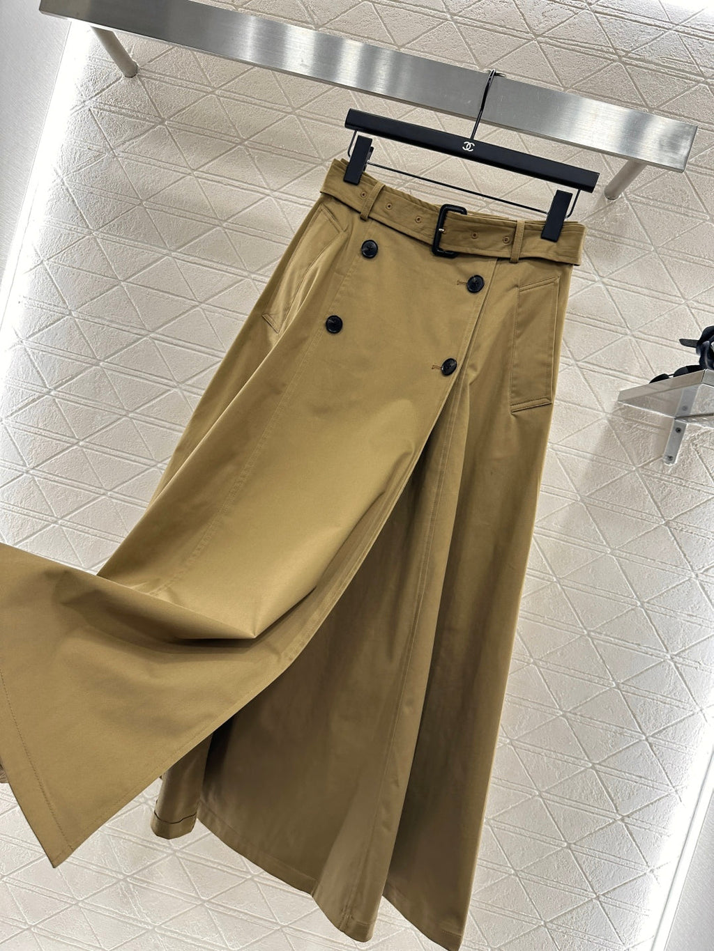 25fw Perforated waist belt high waisted umbrella skirt