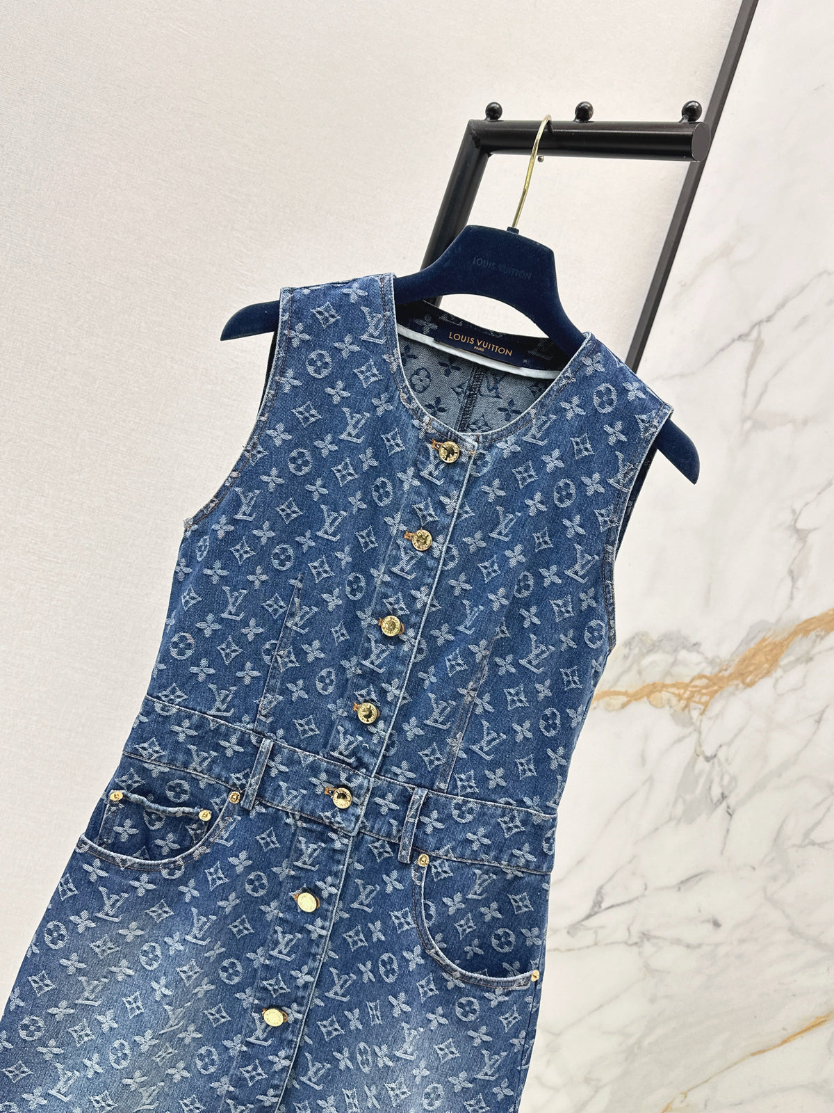 26ss Jacquard Denim Sleeveless Dress