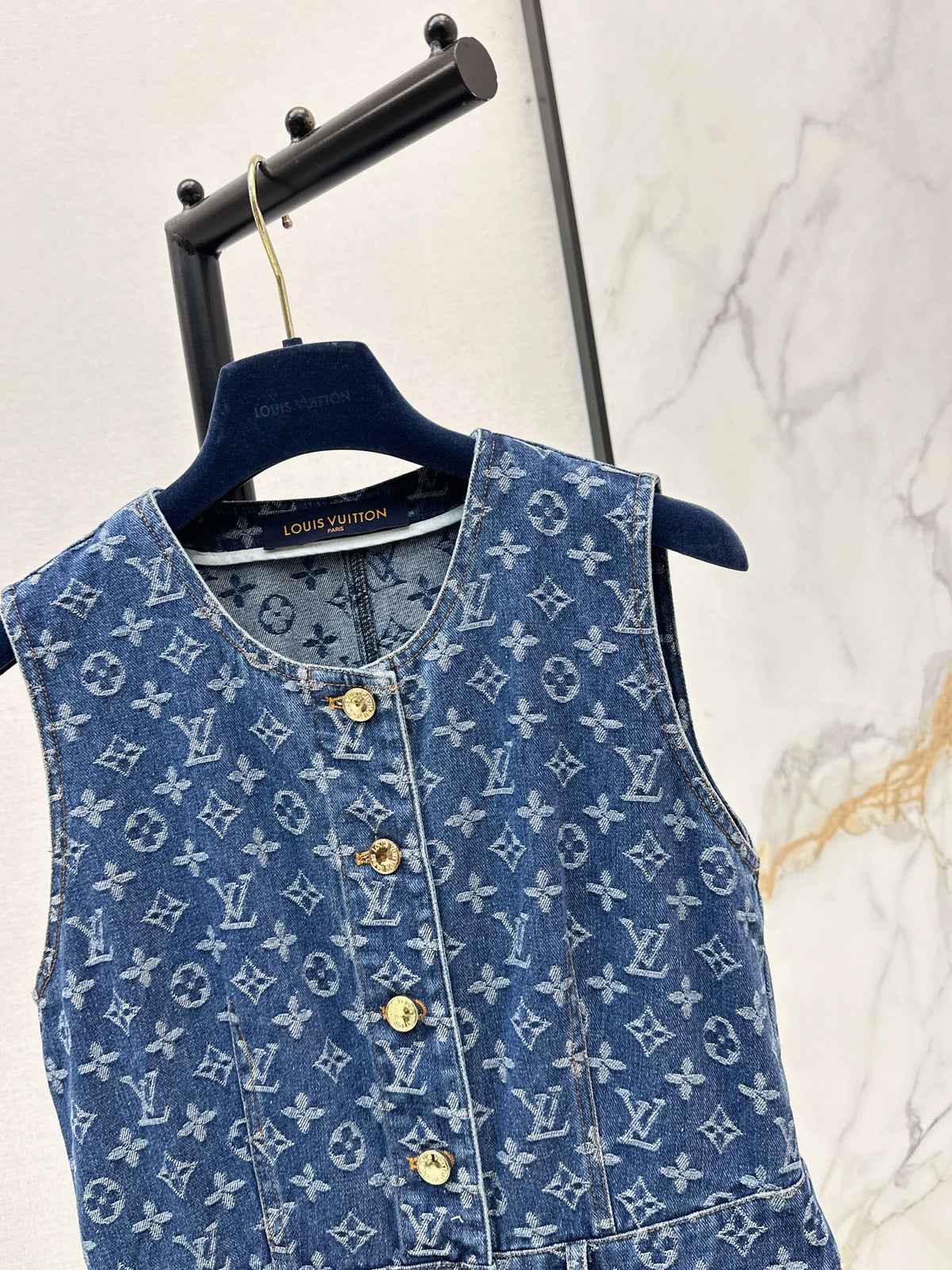 26ss Jacquard Denim Sleeveless Dress