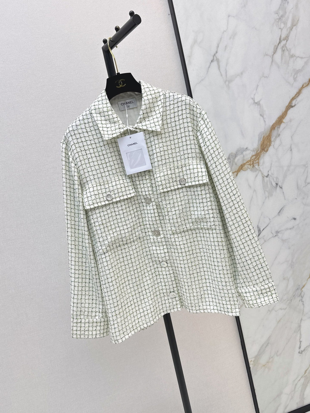 Knitted Tweed Shirt-Style Jacket