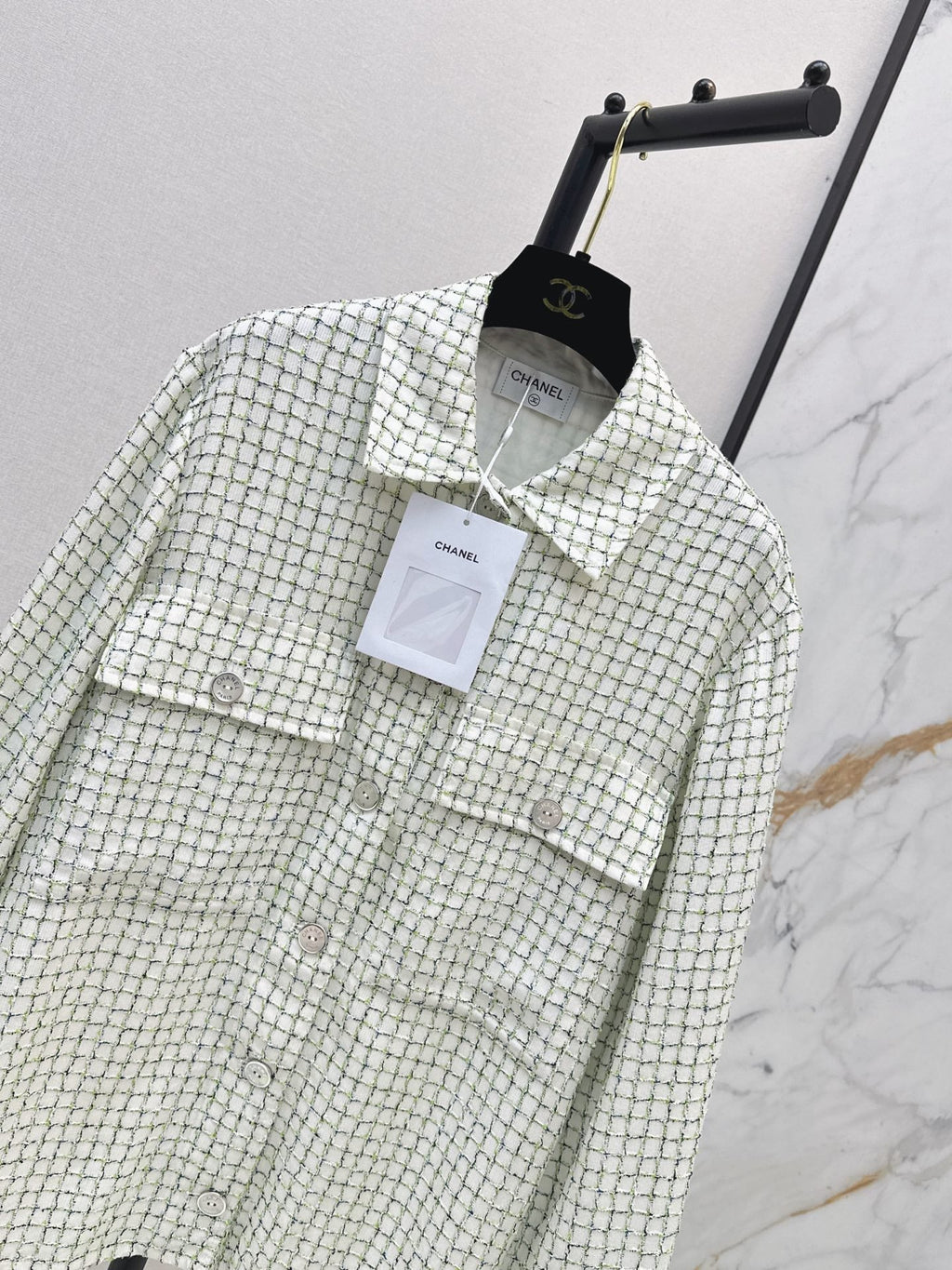 Knitted Tweed Shirt-Style Jacket