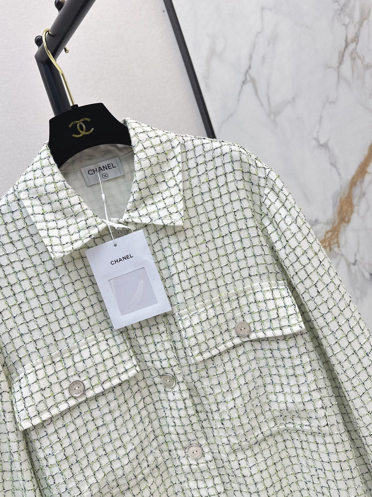 Knitted Tweed Shirt-Style Jacket