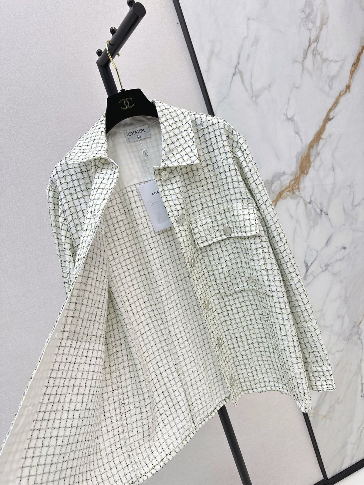 Knitted Tweed Shirt-Style Jacket