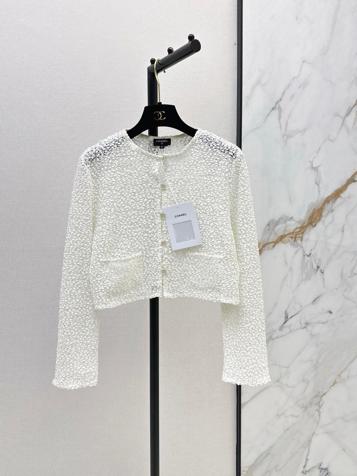 White Sequined Cropped Jacket