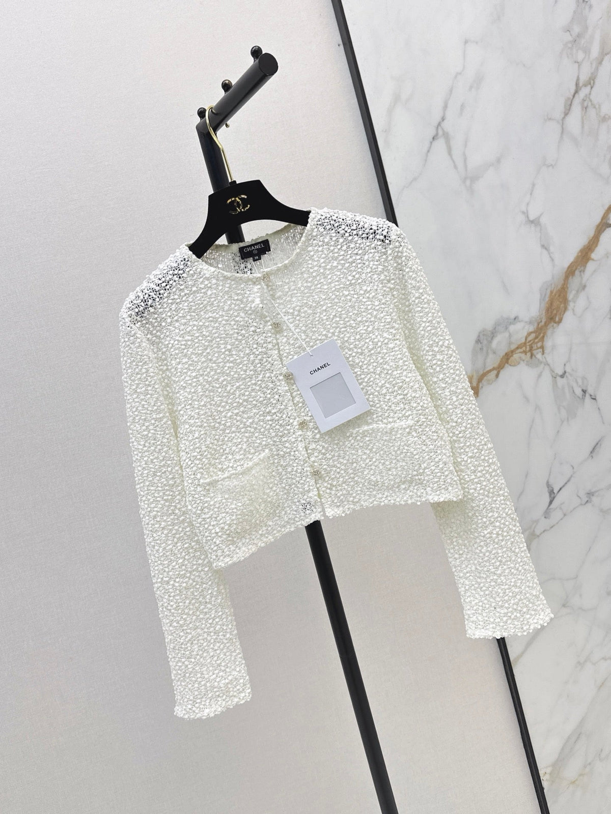 White Sequined Cropped Jacket