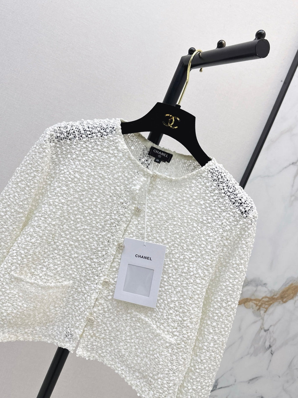 White Sequined Cropped Jacket