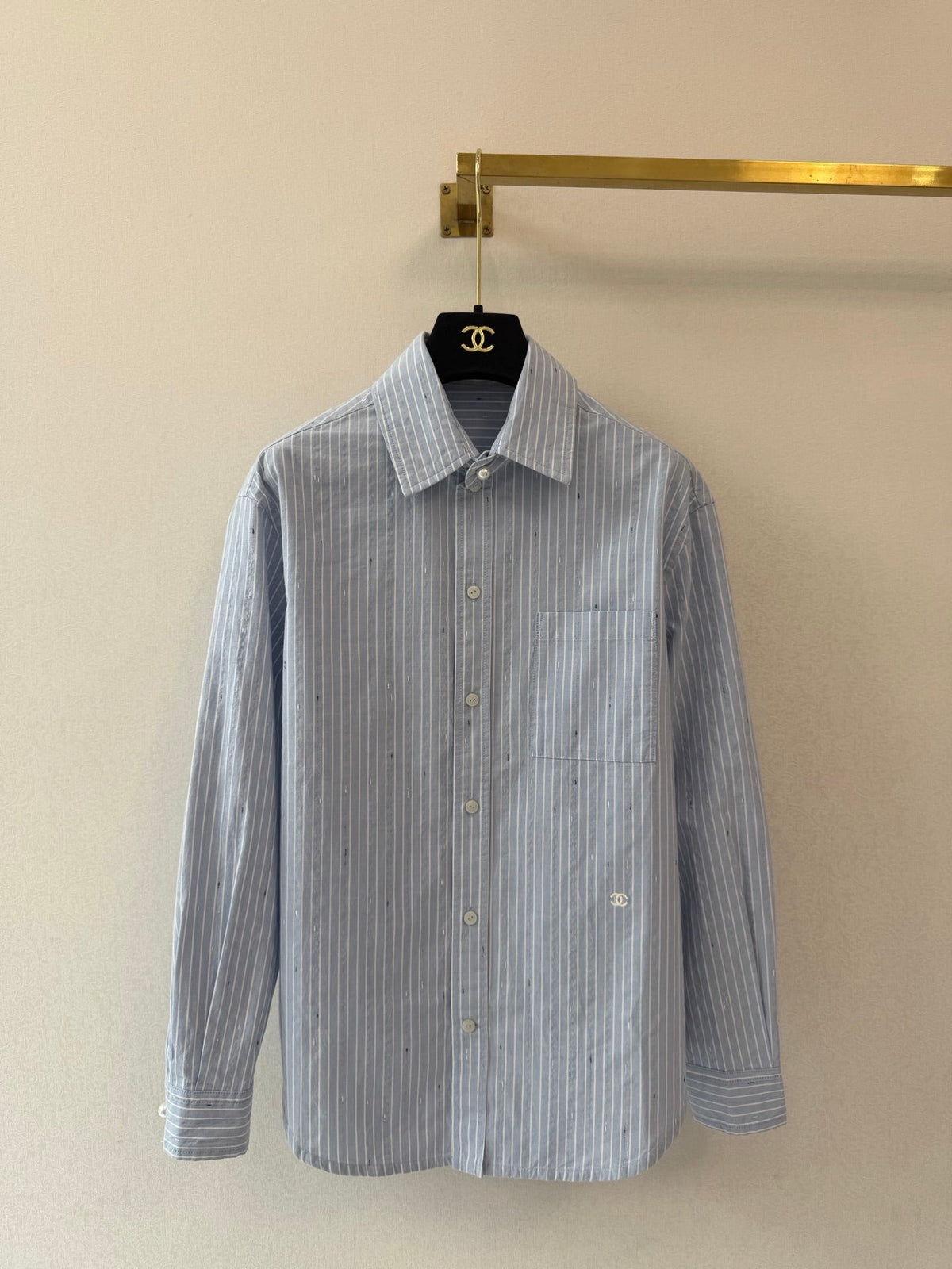 Long vertical-striped shirt