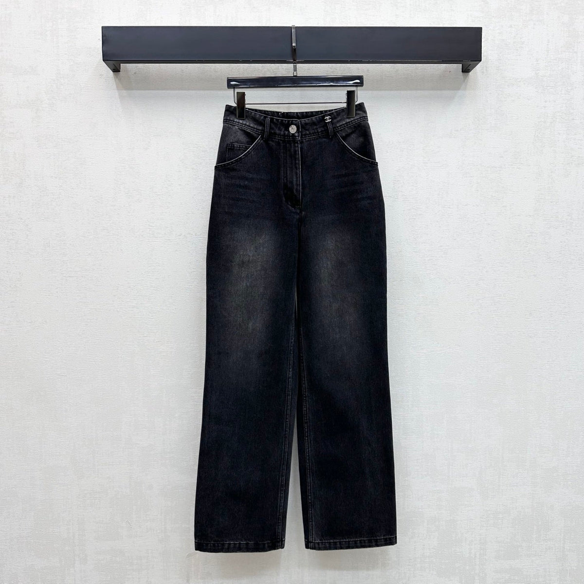 Embroidered Straight-Leg Denim Trousers